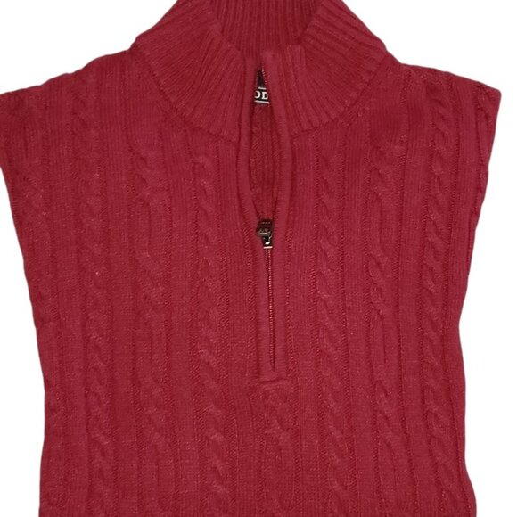 IZOD Men’s Quarter Zip Cable Knit Sweater XL Red Cotton Blend Pullover - Picture 1 of 10